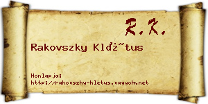 Rakovszky Klétus névjegykártya